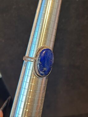 Sterling Silver Lapis Lazuli Oval Ring - Deep Blue
